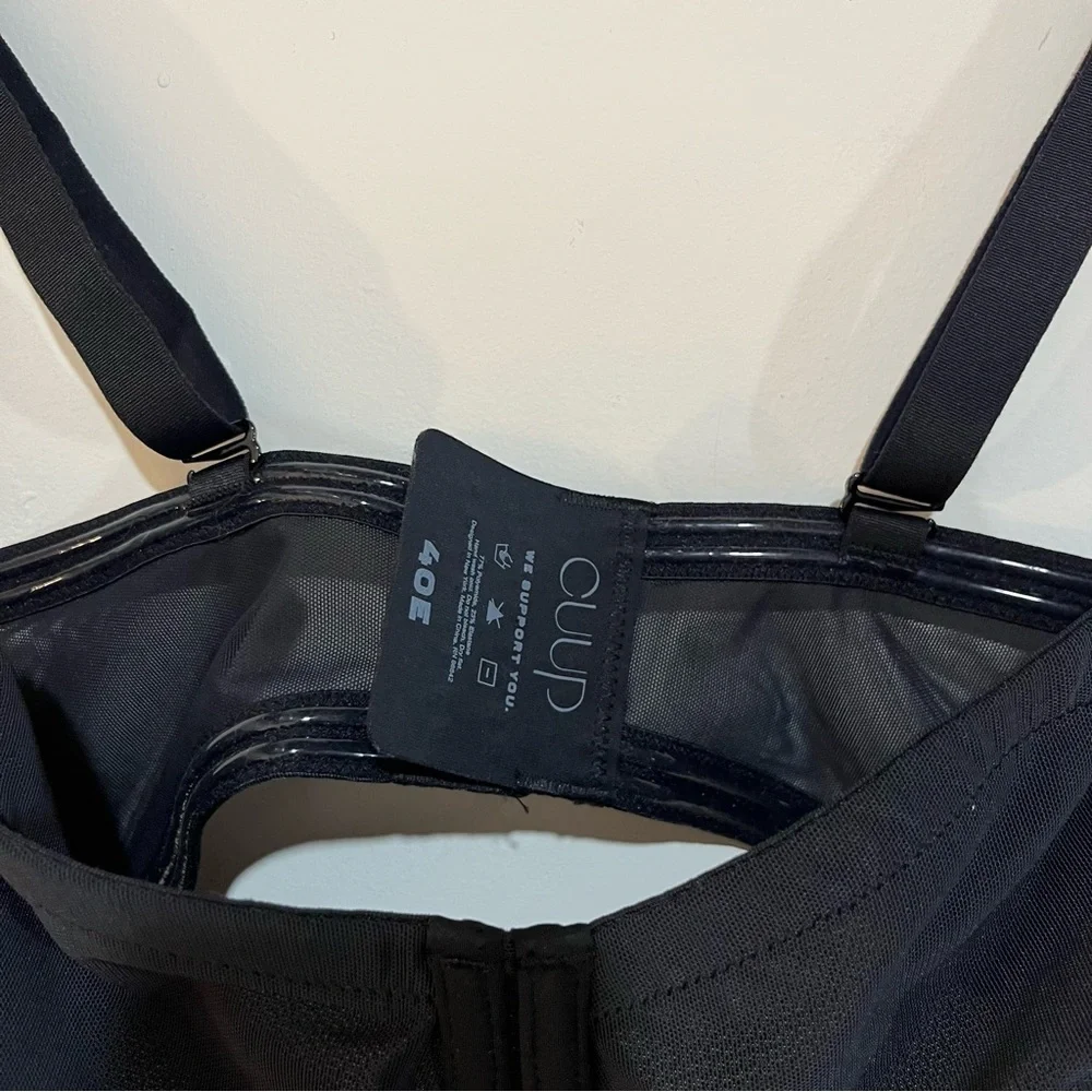 CUUP The Balconette Mesh Sheer Bra Black Size 40E - Picture 6 of 15